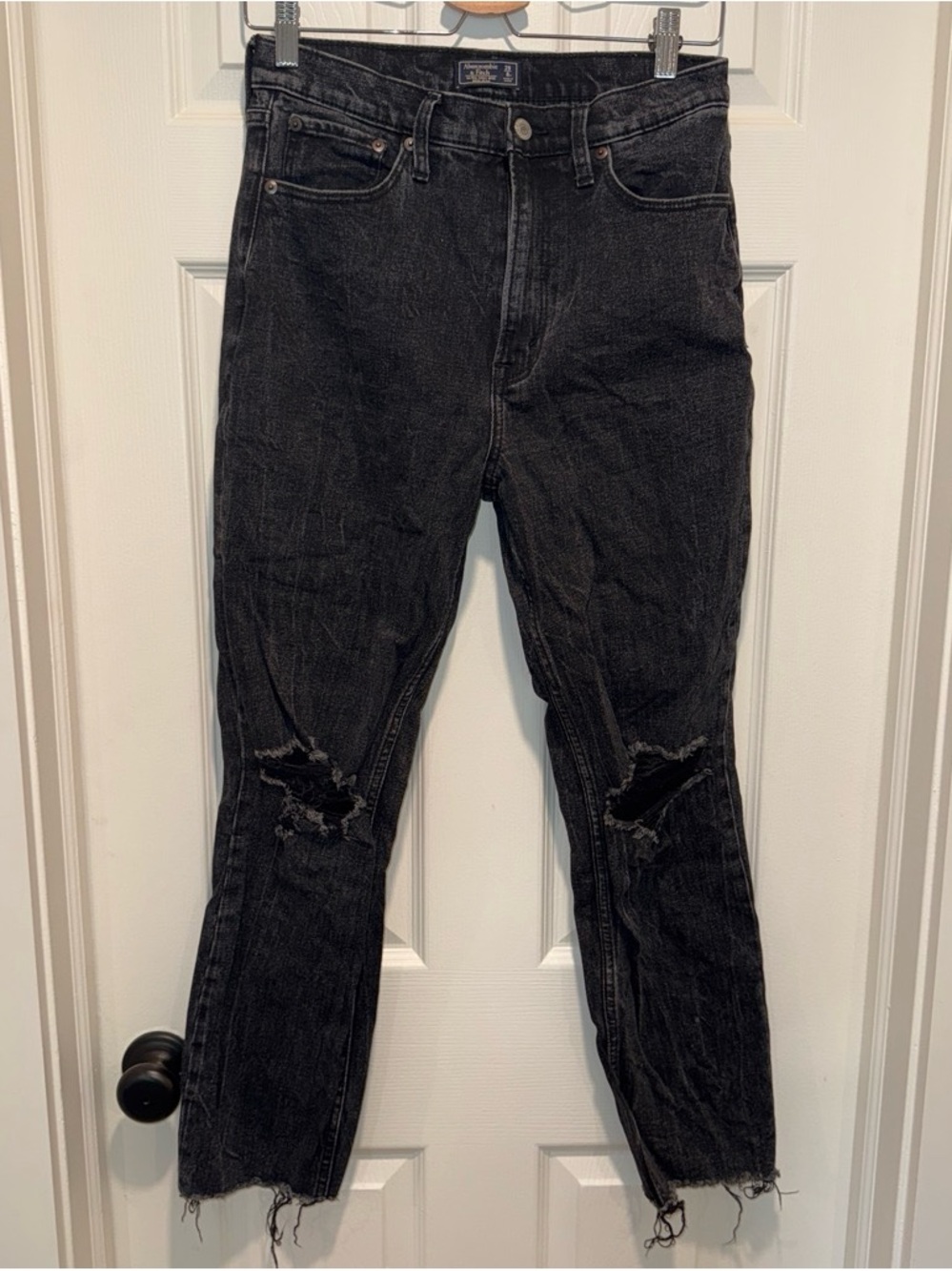 black ripped abercrombie and fitch womens high rise mom jeans
